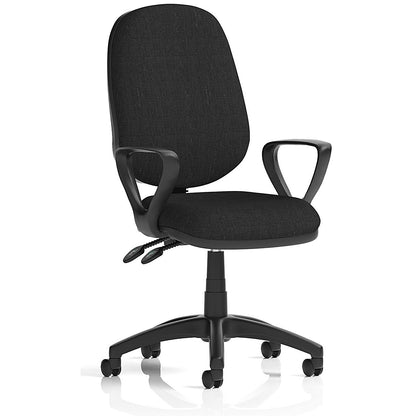 Eclipse Plus II Operator Chair, Fixed Height Arms, Black