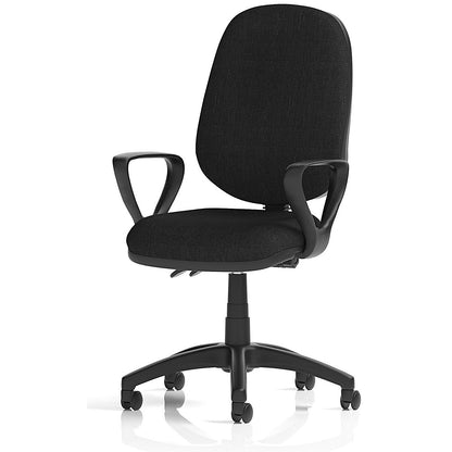 Eclipse Plus II Operator Chair, Fixed Height Arms, Black