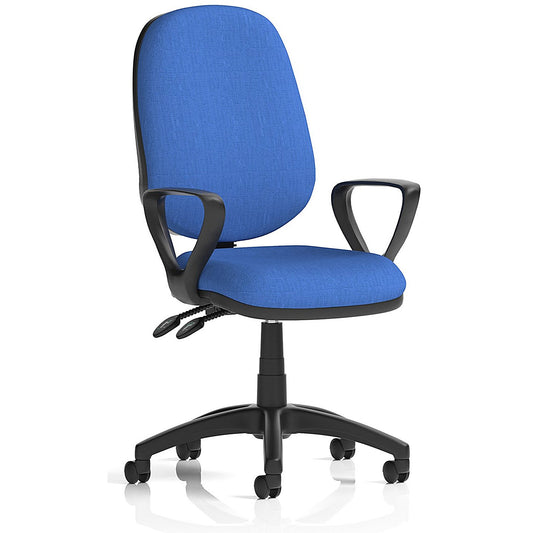 Eclipse Plus II Operator Chair, Fixed Height Arms, Blue