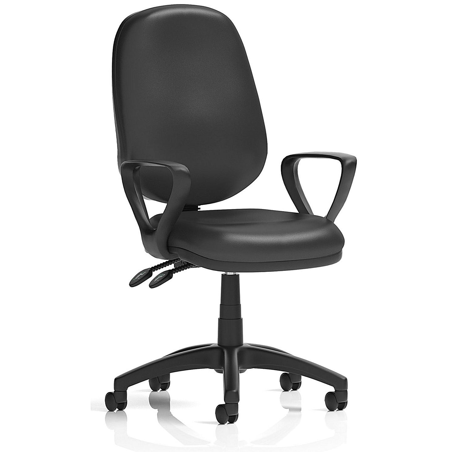 Eclipse Plus II Mesh Back Operator Chair, Fixed Height Arms, Black Vinyl