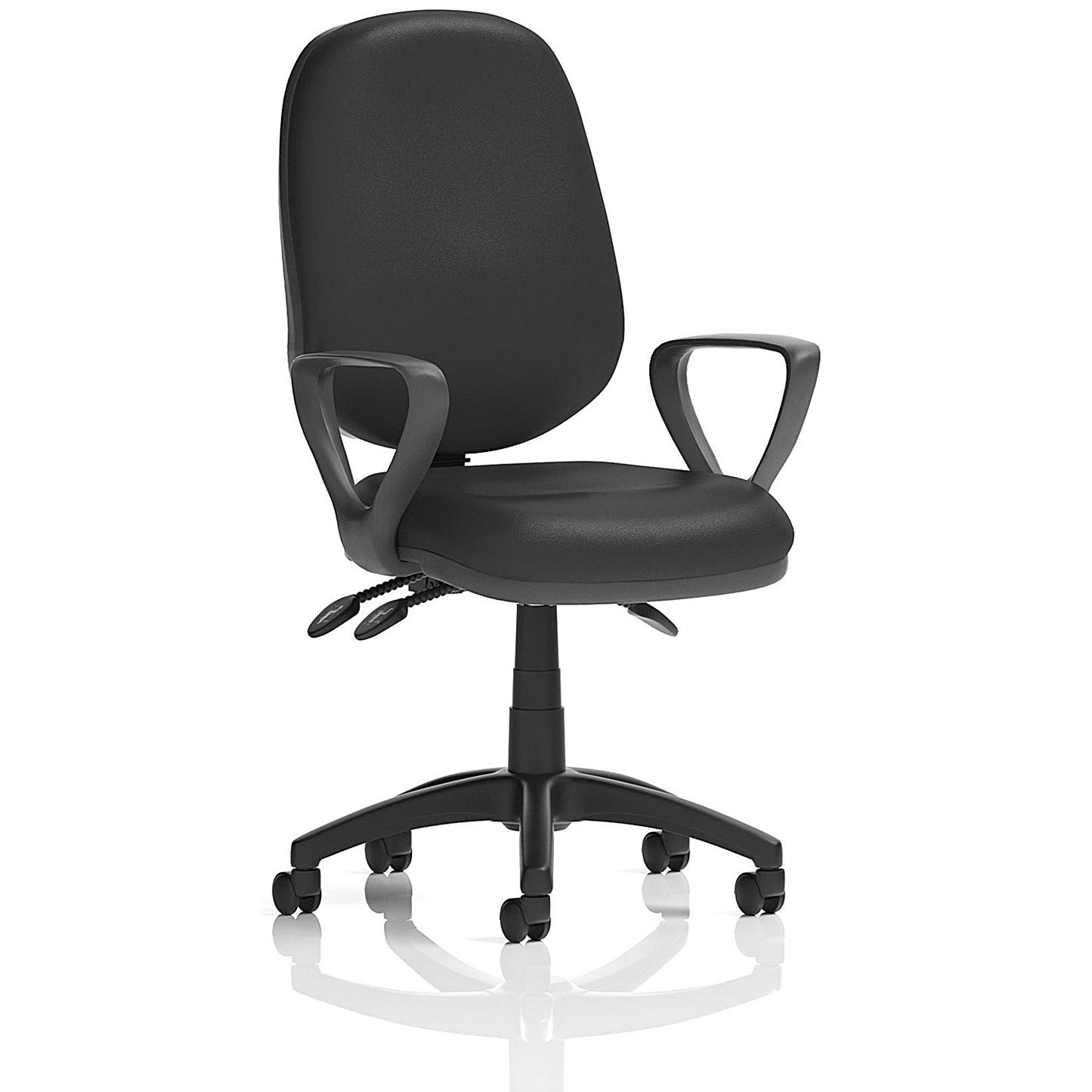 Eclipse Plus III Operator Chair, Fixed Height Arms, Black Vinyl
