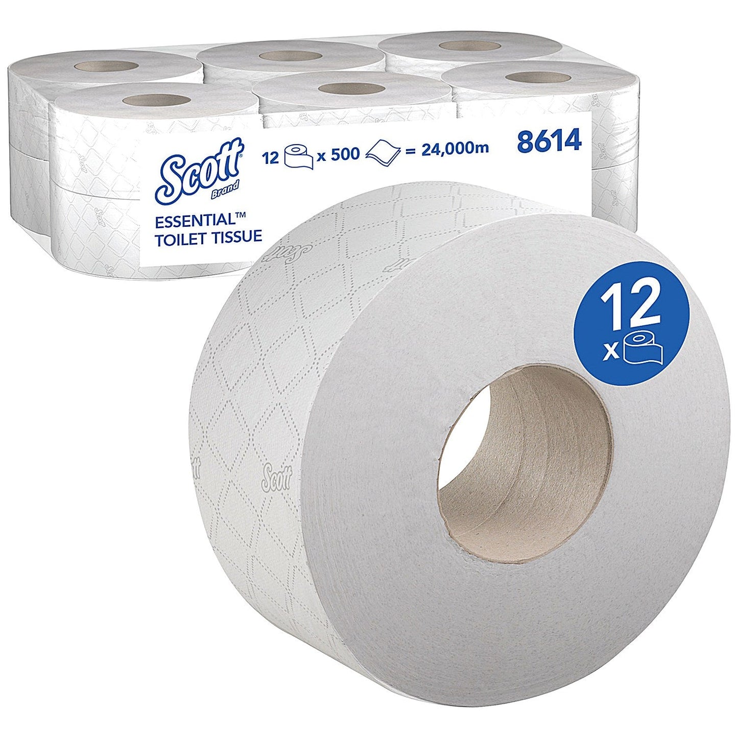 Scott Mini Jumbo Toilet Tissue Rolls, 2-Ply, White, 12 Rolls Easy2Order : KC01031