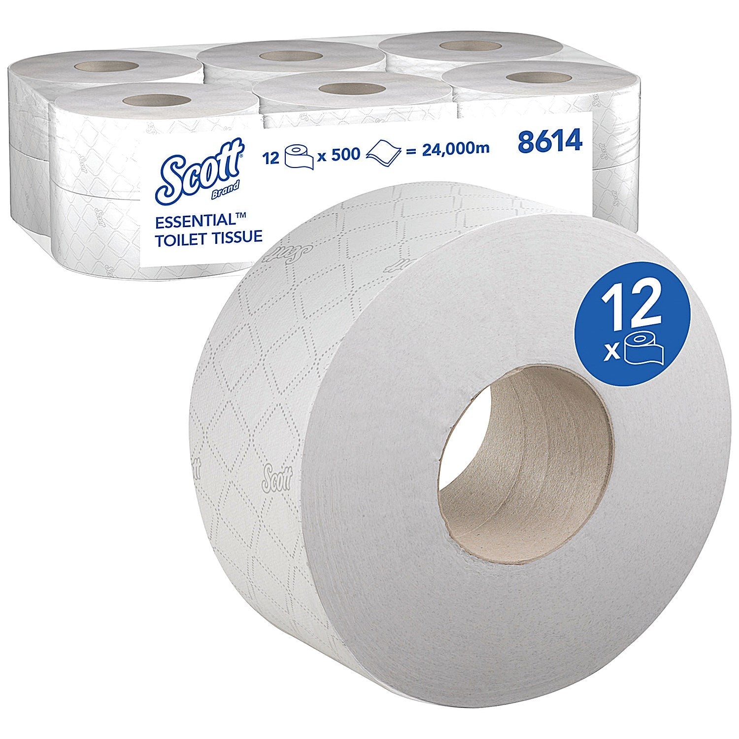 Scott Mini Jumbo Toilet Tissue Rolls, 2-Ply, White, 12 Rolls Easy2Order : KC01031