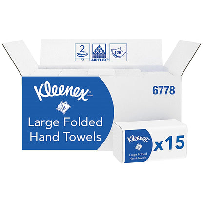 Kleenex 2-Ply Ultra Hand Towels, White, Pack of 1860