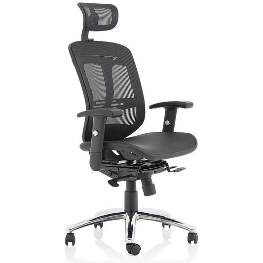 Mirage Mesh Back Executive Chair, Headrest, Height Adjustable Arms, Black