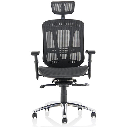 Mirage Mesh Back Executive Chair, Headrest, Height Adjustable Arms, Black