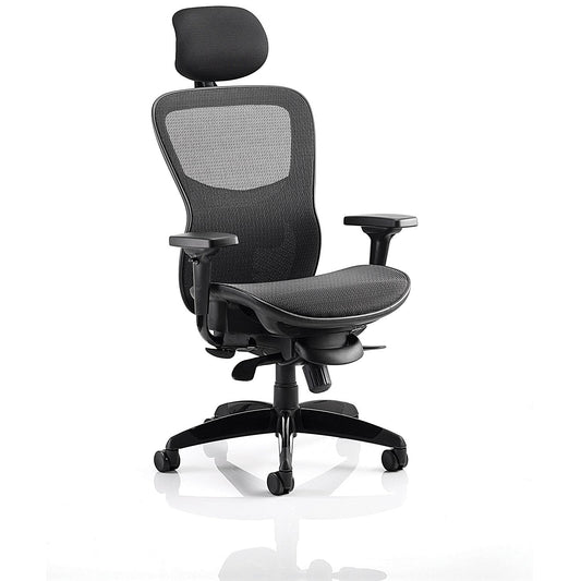Stealth Shadow Ergo Mesh Posture Chair, Headrest, Height Adjustable Arms, Black