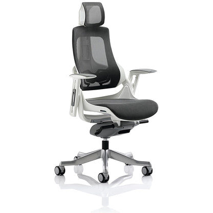 Zure Executive Mesh Chair, Headrest, Height Adjustable Arms, Charcoal
