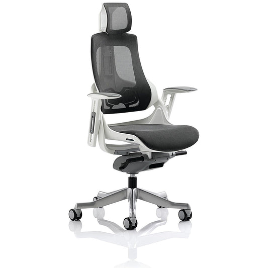 Zure Executive Mesh Chair, Headrest, Height Adjustable Arms, Charcoal