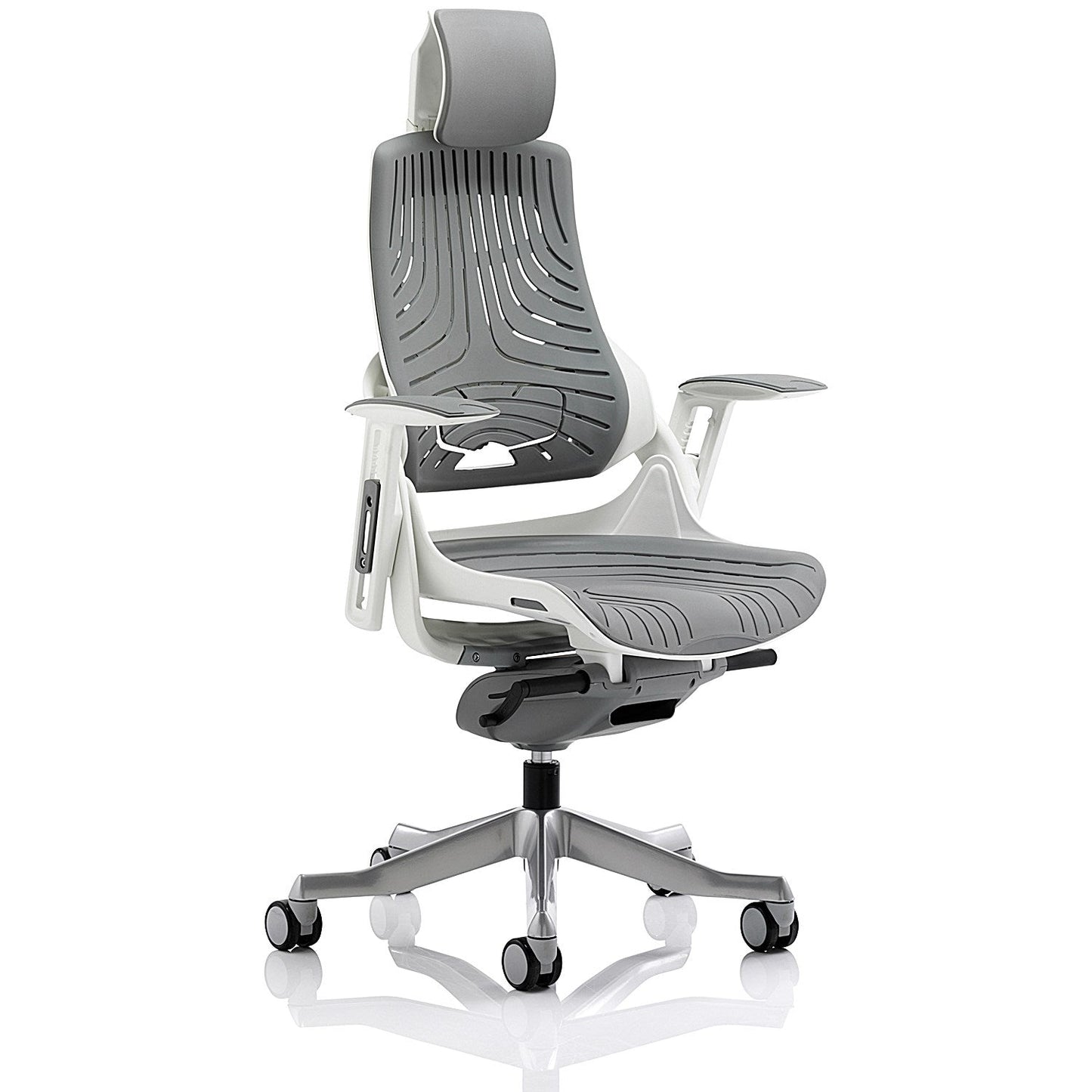 Zure Elastomer Executive Chair, Headrest, Height Adjustable Arms, Grey