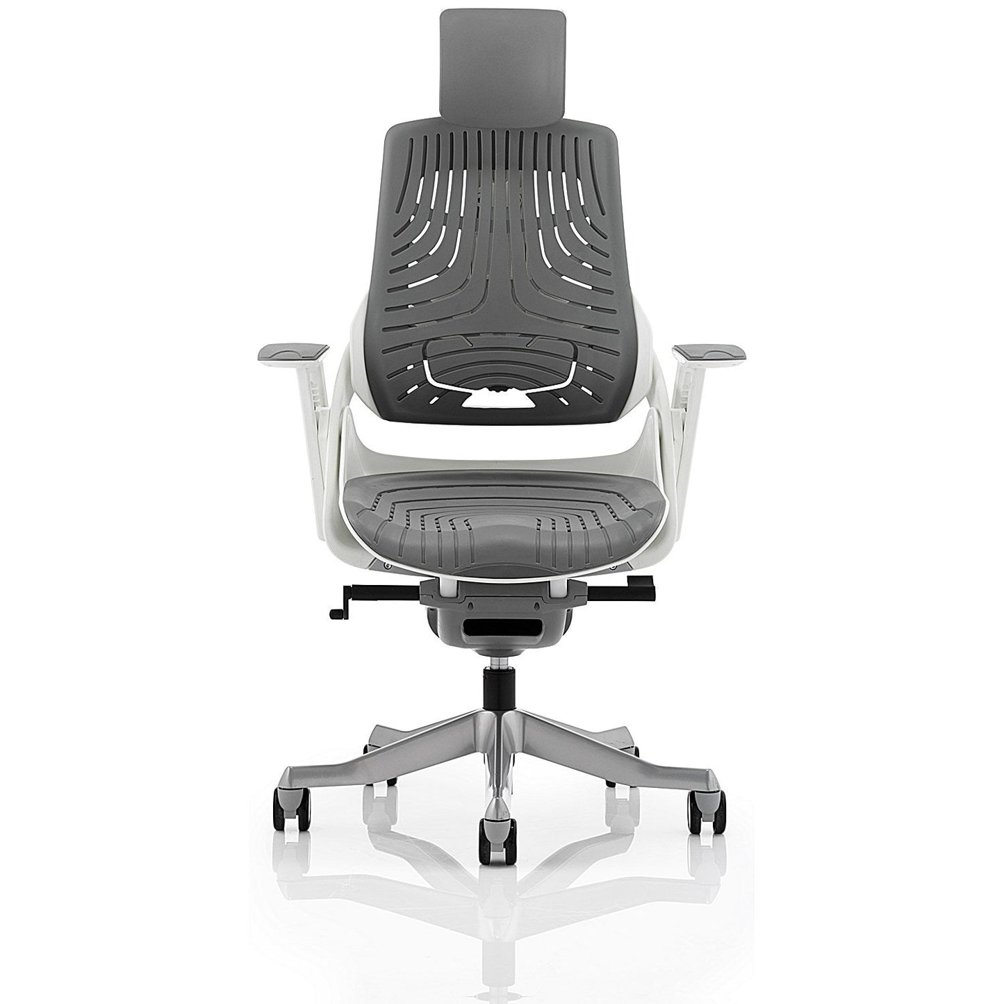 Zure Elastomer Executive Chair, Headrest, Height Adjustable Arms, Grey