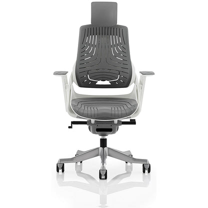 Zure Elastomer Executive Chair, Headrest, Height Adjustable Arms, Grey