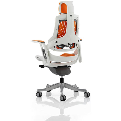 Zure Elastomer Executive Chair, Headrest, Height Adjustable Arms, Orange