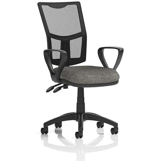 Eclipse Plus II Mesh Back Operator Chair, Fixed Height Arms, Charocal