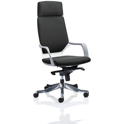 Xenon High Back Executive Chair, Headrest, Fixed Height Arms, Black