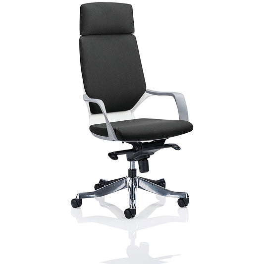 Xenon High Back Executive Chair, Headrest, Fixed Height Arms, Black