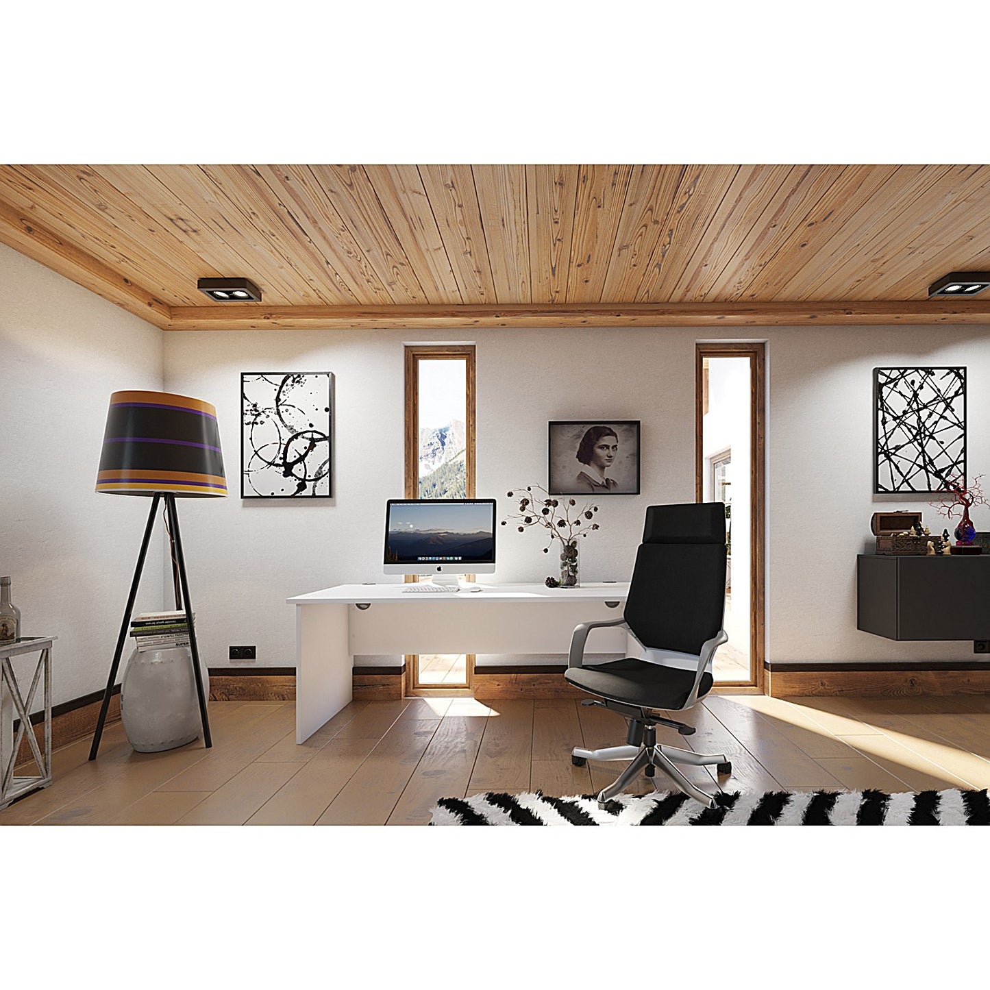Xenon High Back Executive Chair, Headrest, Fixed Height Arms, Black