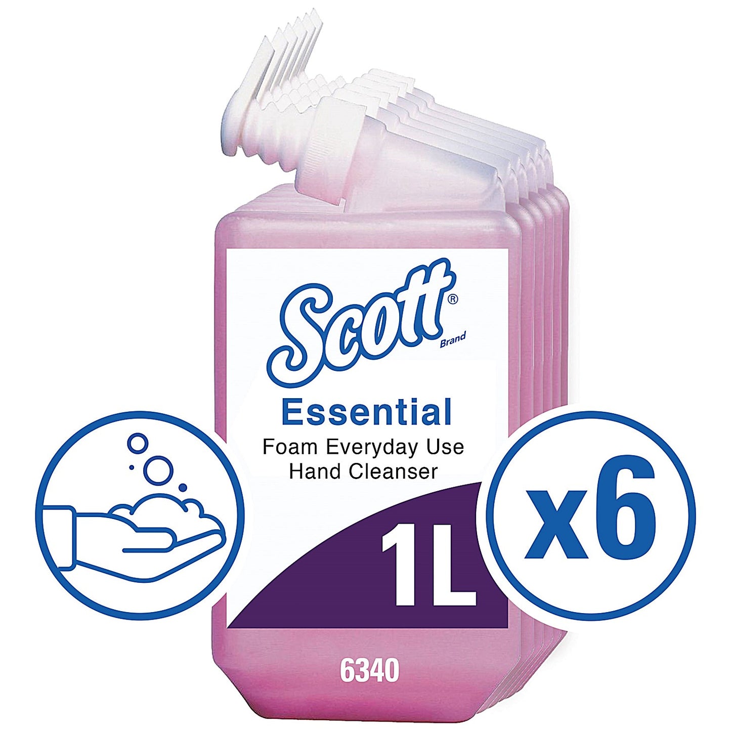 Scott Aqua Foam Hand Wash Refill, 1 Litre, Pack of 6
