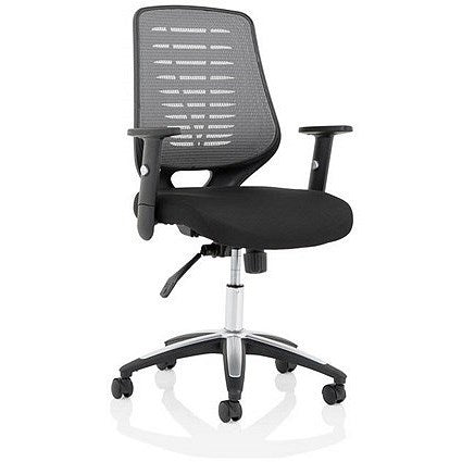 Relay Task Silver Mesh Back, Operator Chair, Height Adjustable Arms, Black Easy2Order : KC0286