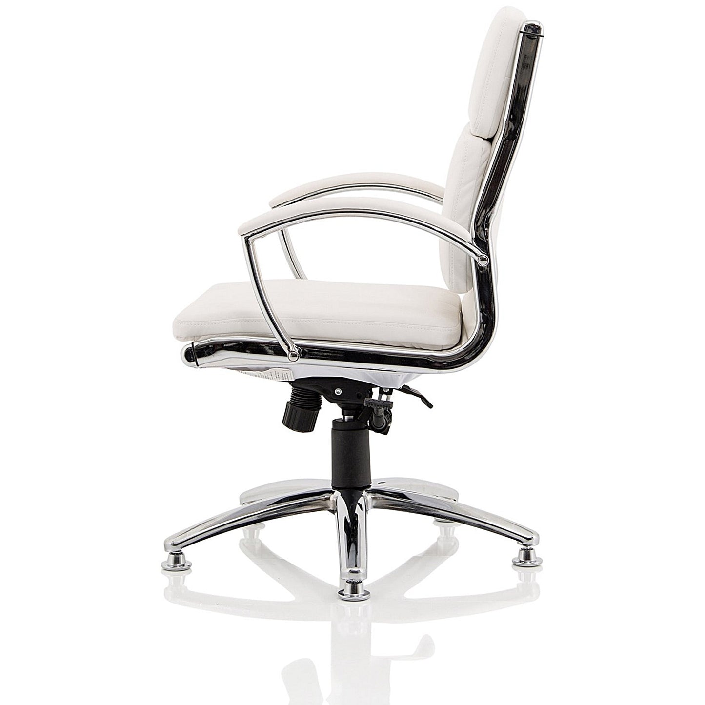 Classic Medium Back Executive Chair, Glides, Fixed Height Arms, White