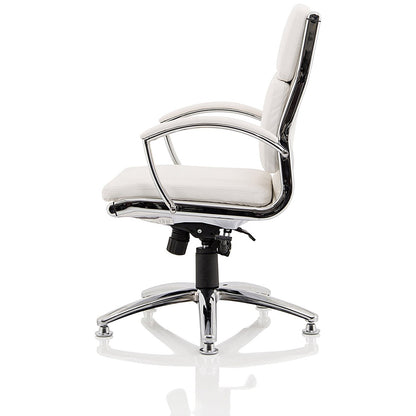 Classic Medium Back Executive Chair, Glides, Fixed Height Arms, White