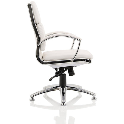 Classic Medium Back Executive Chair, Glides, Fixed Height Arms, White