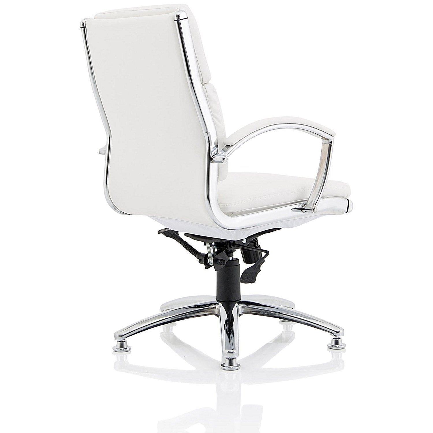 Classic Medium Back Executive Chair, Glides, Fixed Height Arms, White