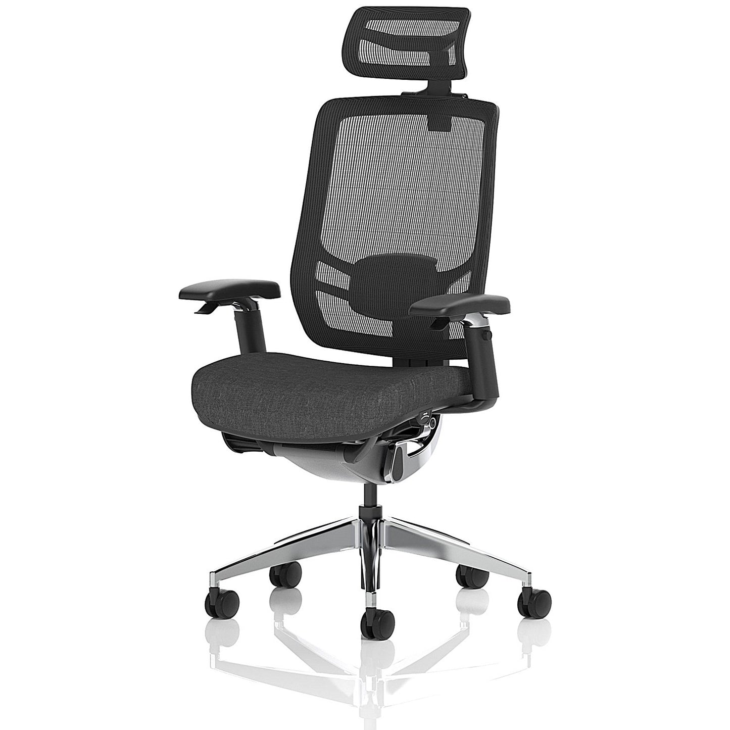 Ergo Click Mesh Back Operator Chair, Headrest, Height Adjustable Arms, Black