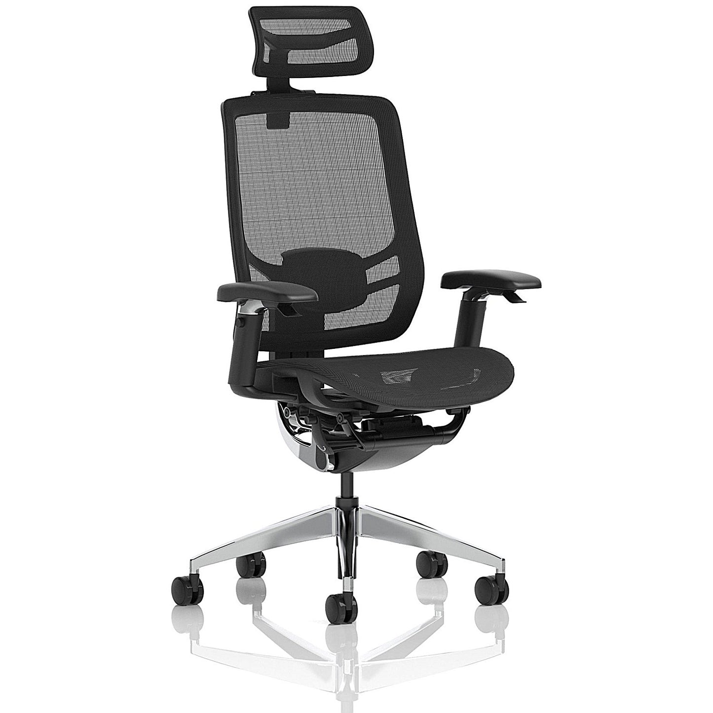 Ergo Click Mesh Operator Chair, Headrest, Height Adjustable Arms, Black