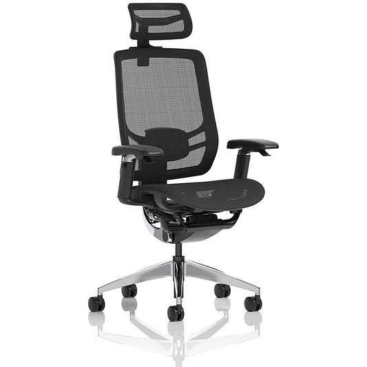 Ergo Click Mesh Operator Chair, Headrest, Height Adjustable Arms, Black