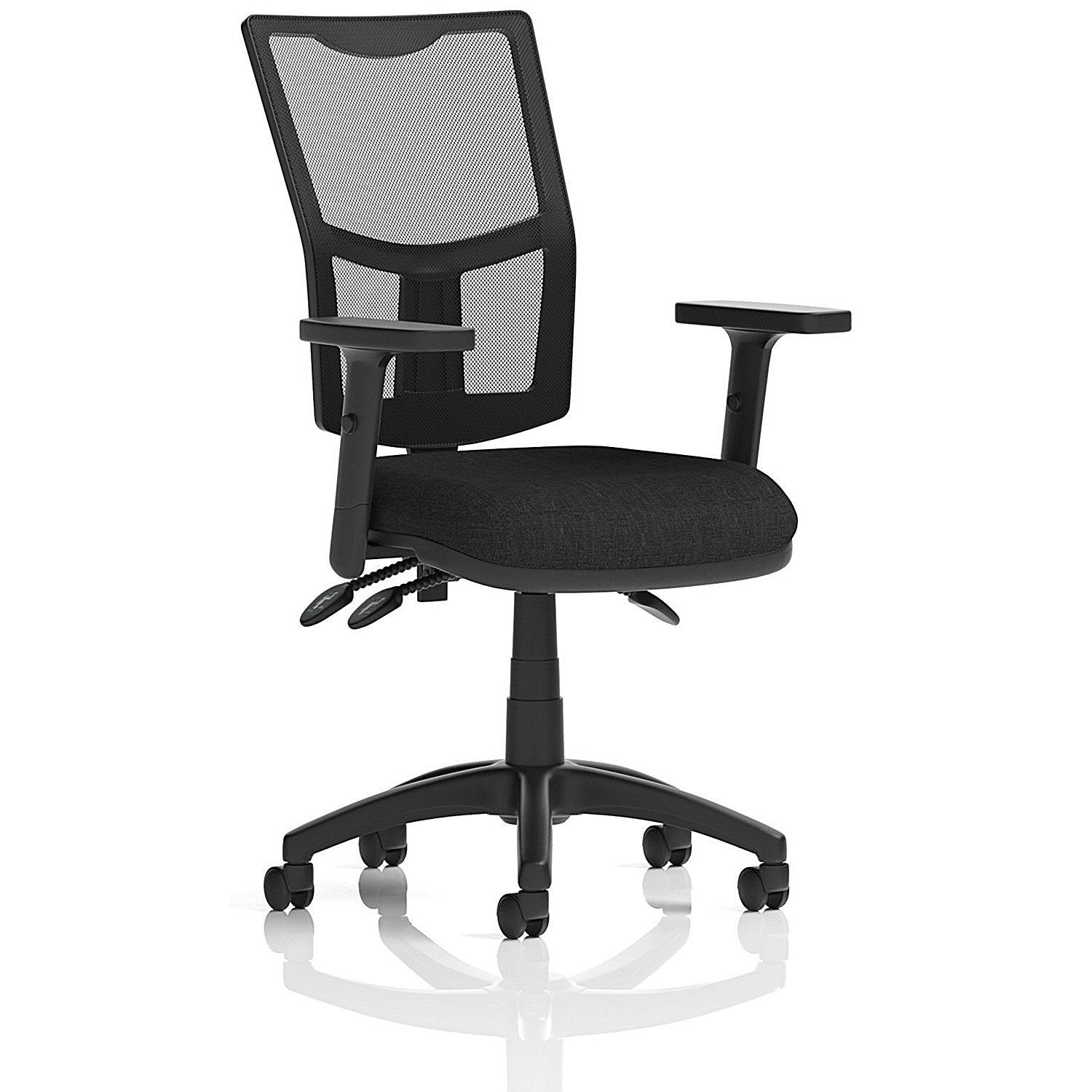 Eclipse Plus III Mesh Back Bonded Leather Operator Chair, Height Adjustable Arms, Black