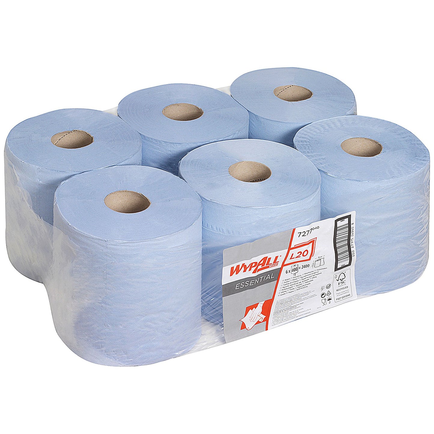Wypall L20 2-Ply Essential Centrefeed Roll, 150m, Blue, Pack of 6
