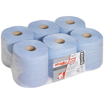 Wypall L20 2-Ply Essential Centrefeed Roll, 150m, Blue, Pack of 6