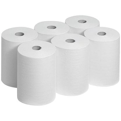 Scott 1-Ply Slimroll Towel Roll, White, Pack of 6