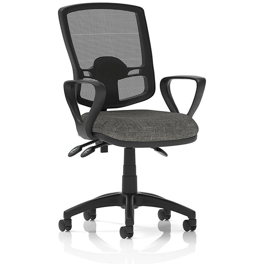 Eclipse Plus III Deluxe Mesh Back Operator Chair, Fixed Height Arms, Charcoal