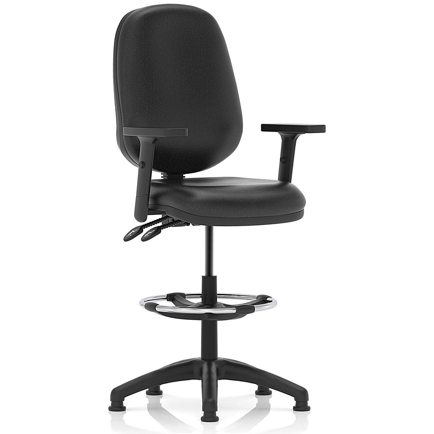 Eclipse Plus II High Rise Operator Chair, Black Leather, Height Adjustable Arms Easy2Order : KC0426