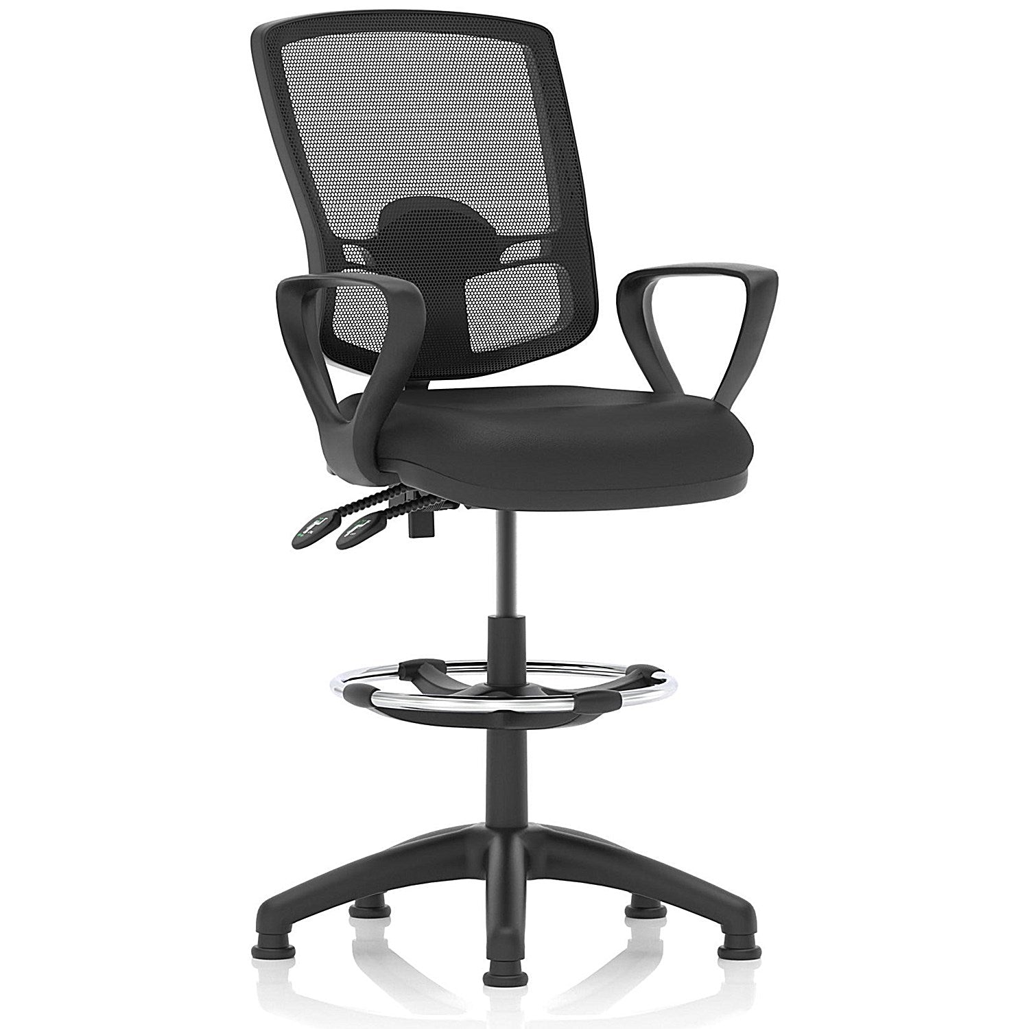 Eclipse Plus II High Rise Deluxe Mesh Back Operator Chair, Black Leather, Loop Arms Easy2Order : KC0433