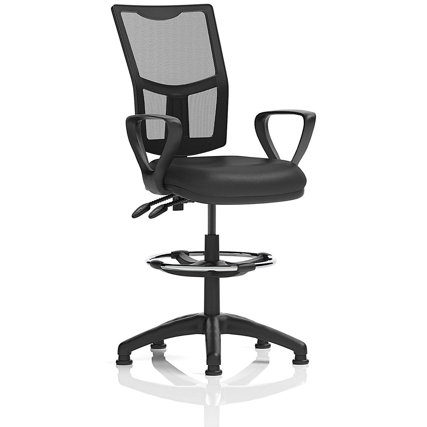 Eclipse Plus II High Rise High Mesh Back Operator Chair, Black Leather, Loop Arms Easy2Order : KC0438