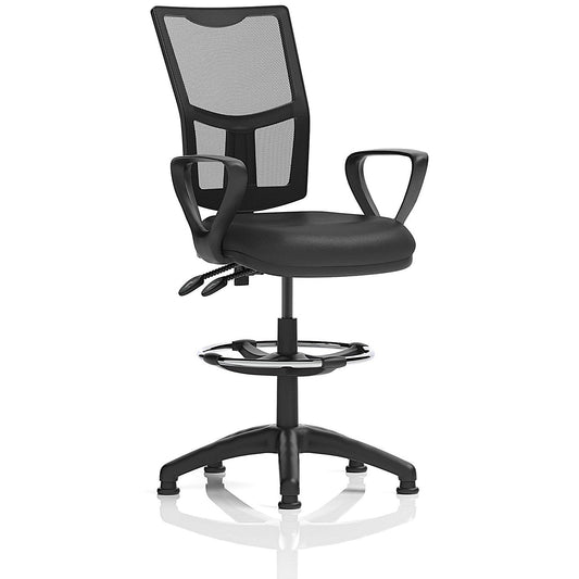 Eclipse Plus II High Rise High Mesh Back Operator Chair, Black Leather, Loop Arms Easy2Order : KC0438