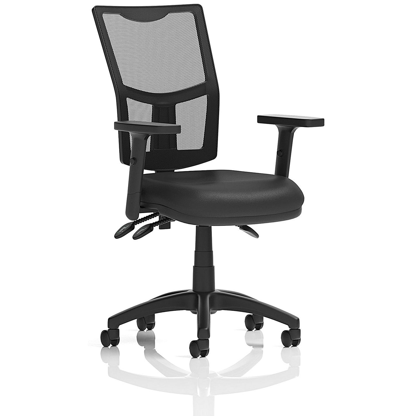 Eclipse Plus III Lever Mesh Back Bonded Leather Task Operator Chair, Adjustable Arms, Black