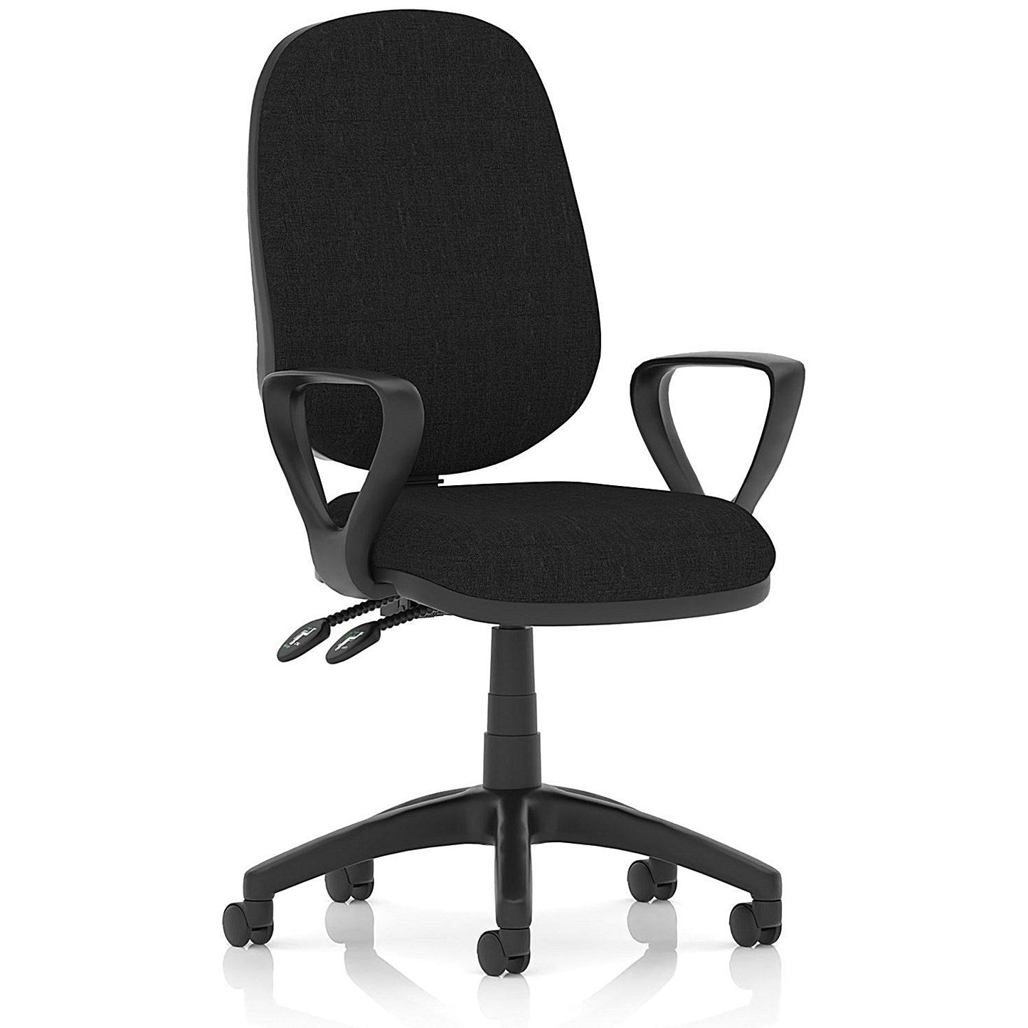 Luna II Lever Task Operator Chair, Fixed Height Arms, Black Easy2Order : KC0448