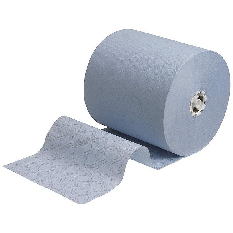 Scott Essential 1-Ply Paper Hand Towel Roll, 350m, Blue, Pack of 6