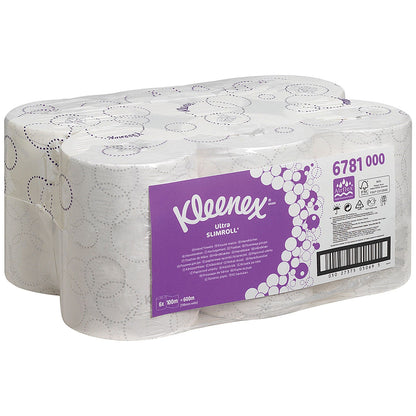 Kleenex Ultra 2-Ply Slimroll Hand Towel Roll, 100m, White, Pack of 6