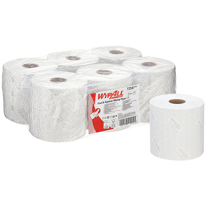 Wypall L10 1-Ply Food and Hygiene Centrefeed Roll, 304m, White, Pack of 6