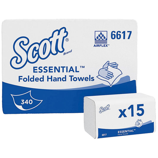 Scott Essential 1-Ply Interfold Hand Towels, White, Pack of 5100