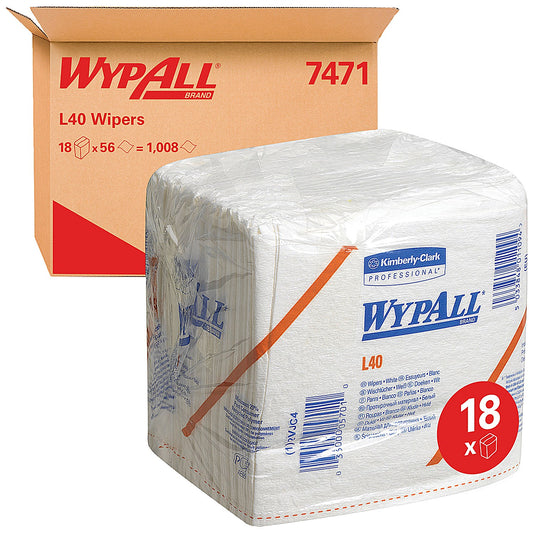 Wypall L40 1-Ply Folded Wipers Sheets, White, Pack of 1008
