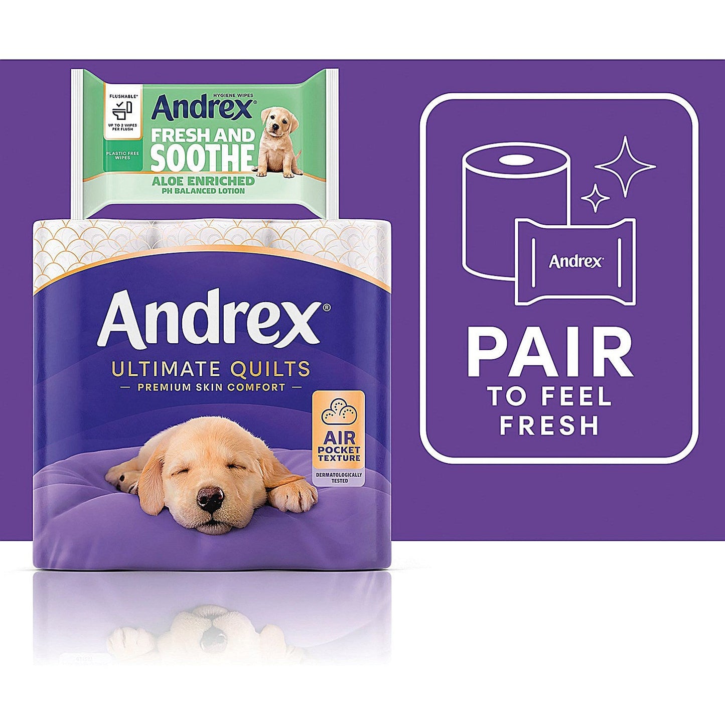 Andrex Ulitmate Quilts Toilet Roll, 3-Ply, 115 Sheets Per Roll, Pack of 24