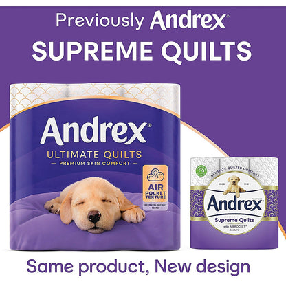 Andrex Ulitmate Quilts Toilet Roll, 3-Ply, 115 Sheets Per Roll, Pack of 24