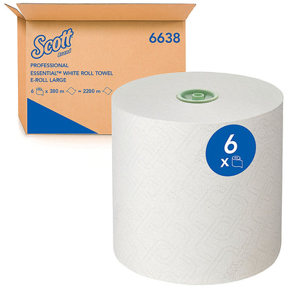 Scott Essential 1-Ply Hand Towels Roll, White, Pack of 6