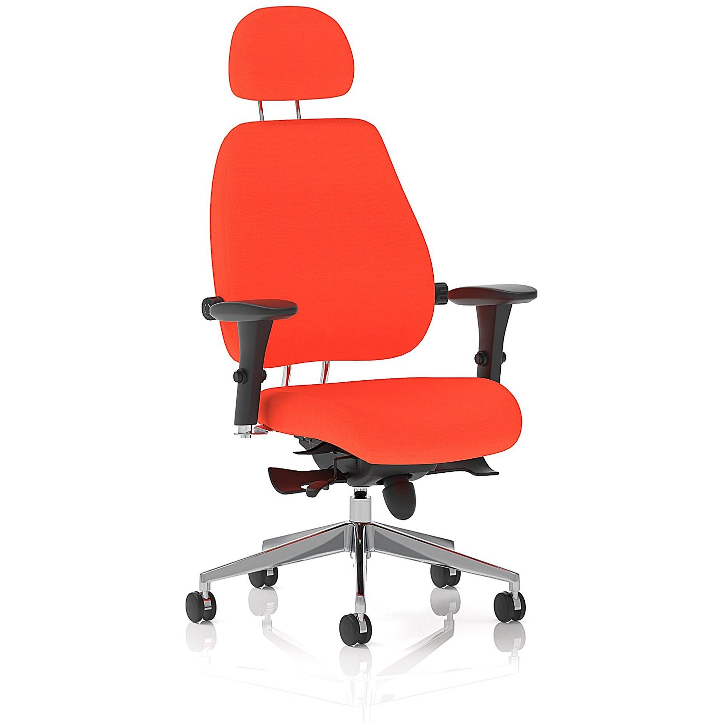 Chiro Plus Ultimate Posture Chair, Headrest, Height Adjustable Arms, Tabasco Orange
